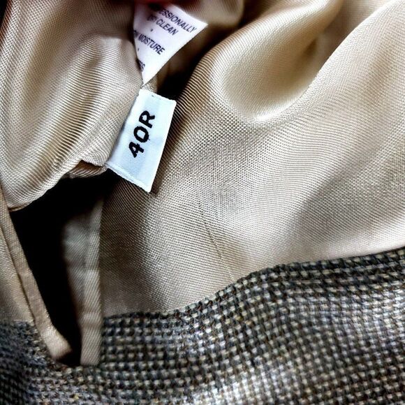 Hart Schaffner Marx Wool 2 Button Sport Coat 42R Tan Check Blazer - Picture 8 of 10